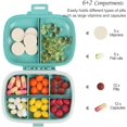 thumbnail image 3 of 2 pcs Portable Medicine Storage Box,Wheat Small Pill Dispenser with 8 Compartments(White+Green), 3 of 5