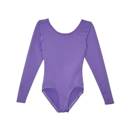 - Girls Lavender Solid Color Long Sleeved Dancewear Leotard