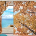 thumbnail image 3 of Splicing Pattern Bright Colored Oak Leaves Semi Sheer Curtains Window Voile Drapes Panels Treatment-55X84in for Living Room Bedroom Kids Room, 3 of 4
