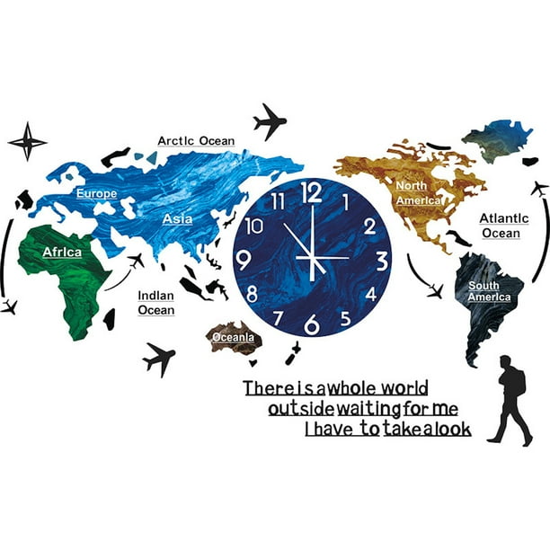 Creative World Map Wall Clock A04 Luminous Com - World Wall Clock Map Creative World Map Wall Clock A04 Luminous Com - World Wall Clock Map