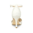 thumbnail image 2 of BLISSFUL STEP Women's Pointy Toe Ankle Strap Stiletto Heels Pumps White 10, 2 of 6