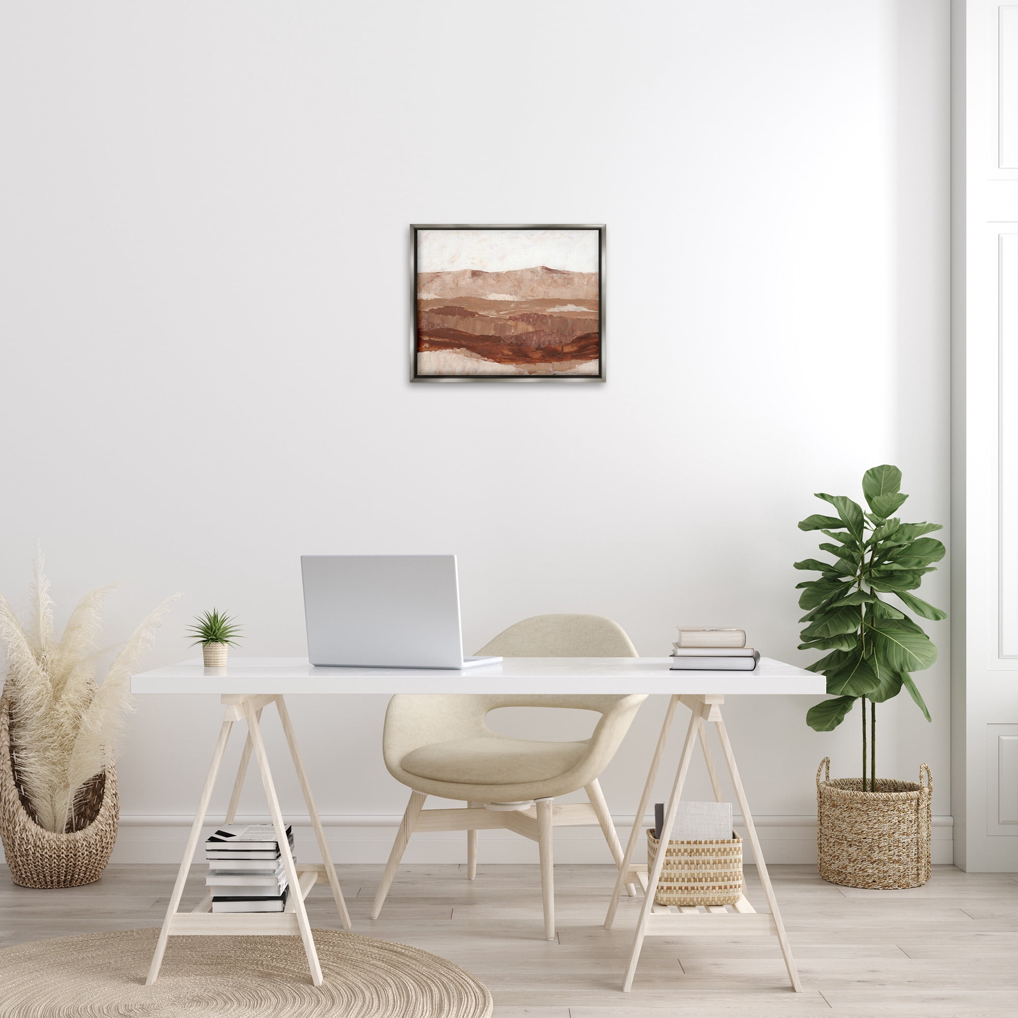 Stupell Industries Abstract Canyon Painting Landscape Painting Gray Floater Framed Canvas Art Print Wall Art, 21 x 17