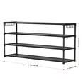 thumbnail image 4 of 4 Tier Long Shoe Rack with 2 Hooks for 24-28 Pairs Wide Stackable Shoes Racks for Closet Entryway, Sturdy Durable Boots Holder Save Space, 4 of 4