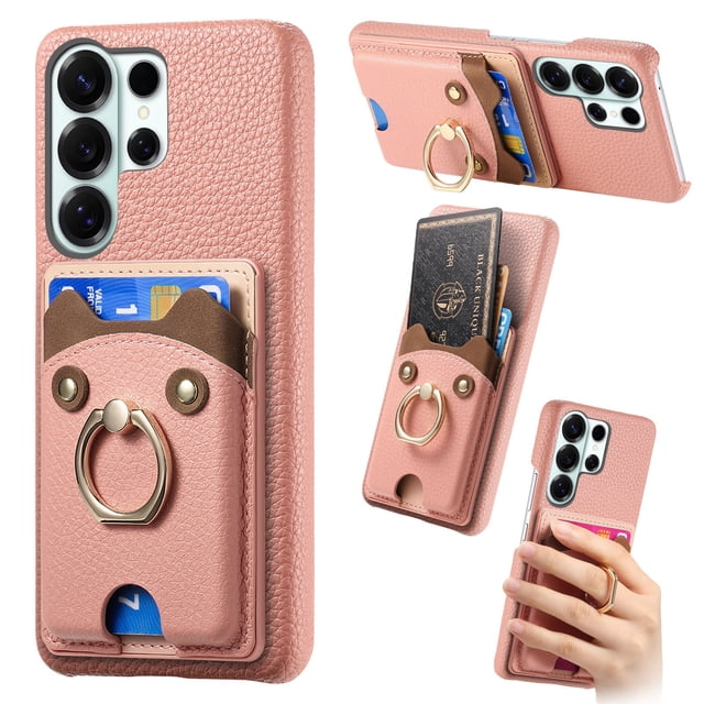 Funda FOXDOCK para Samsung Galaxy S26 Ultra billetera, soporte ajustable y diseño seguro-rosa