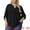 Black, variant on Women's Plus V Neck Long Sleeve Rolled Up Sleeve Blouse 1X Navy Blue