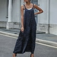 thumbnail image 4 of Women's Summer Oversize Jumpsuits Adjustable Spaghetti Strap Round Neck Casual Loose Boho Polka Dot Print Wide Leg Romper Navy,XL, 4 of 7
