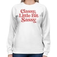 thumbnail image 2 of Smartprints Classy Little Bit Sassy Quote Women's Sweatshirt White, Cotton, S, 2 of 4