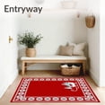 thumbnail image 3 of ODIKA 2'x3' Machine Washable Non-Slip Area Rug, Nordic Winter Wonderland with Santa Sleigh and Pine Forest Motif High Traffic Rug, Red, 505529, 3 of 7