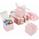 thumbnail image 1 of Paquete de 50 cajitas de regalo pequeñas, 5x5x5 cm, color rosa, ideales para fiestas. Cajas de papel kraft con tapa, perfectas para dulces o joyas. Incluyen cinta., 1 of 6