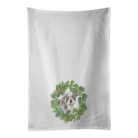 

Bulldog Lilac Puppy Christmas Wreath White Kitchen Towel Set of 2 19 in x 28 in