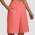 thumbnail image 6 of vigerkar Bermuda Shorts for Women High Waisted Linen Dressy Casual Pleated Wide Leg Summer Shorts with Elastic Waist Pink, XL, 6 of 9