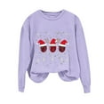 thumbnail image 5 of MaFYtyTPR Women's Long Sleeve Tops Christmas Printed Fashionable Loose Casual Regular Hoodless Pullover Sweatshirt Top Purple L, 5 of 5