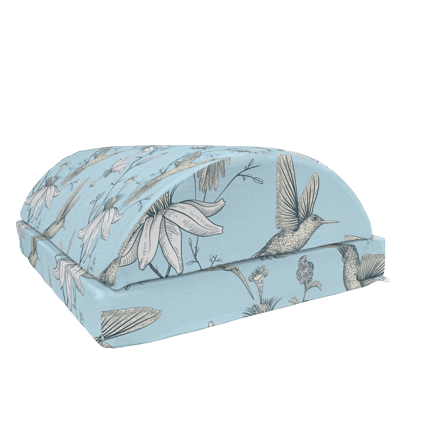 Bird Foot Rest, Composition of Flowers and Hummingbirds in Vintage