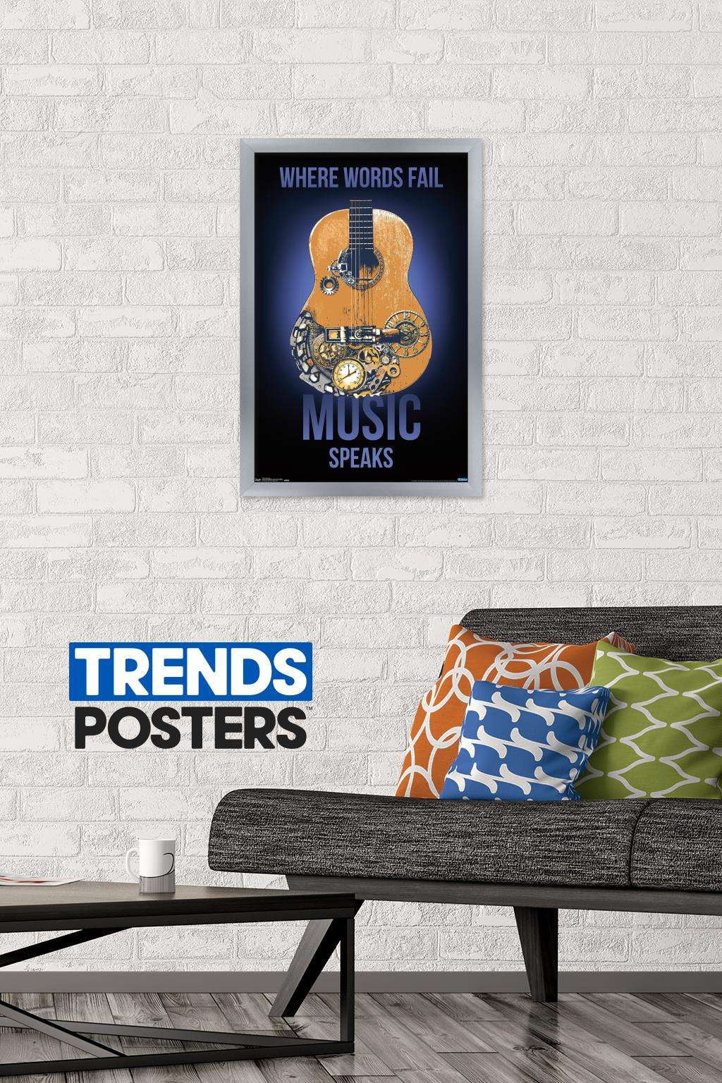 Music Speaks Wall Poster, 14.725" x 22.375", Framed