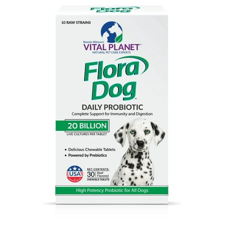 UPC: 0850964006194 | Vital Planet – Flora Dog Raw Daily Probiotic Beef Flavored 20 Billion CFU – 30 Chewable Tablets