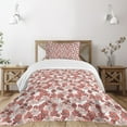 thumbnail image 3 of Ambesonne Cherry Blossom Quilted Bedspread Set 2 Pcs, Nature, Twin Size, Coral Blush White, 3 of 6