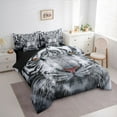 thumbnail image 3 of Manfei Female Men Tiger Wildlife Bedding Comforter Set 7pcs,Jungle Animal Queen Bedding Sets Super Cozy,Woodland Safari Wildlife Queen Sheet Sets,Ultra Soft Home Decor,Reversible, 3 of 8