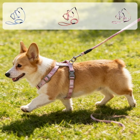 Yhmxh Adjustable Dog Harness and Leash Set 2 Sizes Available No Pull Soft Breathable Pet Harness with 49.2 Heavy Duty Leash for Small Medium Dogs Puppy Walking Training Harness for Outdoor Use
