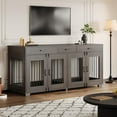 thumbnail image 2 of 71'' Dog Crate Furniture for 2 Dogs, Double Dog Crate Furniture, 71'' Large Dog Kennel Indoor with 3 Storage Drawers and Removable Divider Wooden Double Dog Crate with 3 Drawers and Removable Room Div, 2 of 6