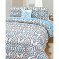 thumbnail image 5 of Hannah Linen Queen Size Quilts Set- Microfiber 4 Piece Quilt with 1 Shams and 2 Decorative Pillow (Queen, Jade Blue), 5 of 9
