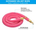 thumbnail image 3 of Unique Bargains 5.5 Feet Pink Velvet Stanchion Rope, Crowd Control Barrier Rope with Snap Hook, Golden, 3 of 6