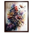 thumbnail image 1 of Flower Bouquet over Watercolour Splat Illustration Art Print Framed Poster Wall Decor 12x16 inch, 1 of 5