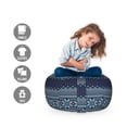 thumbnail image 2 of Nordic Storage Toy Bag Chair, Simplistic Pattern with Chevron Herringbone Abstract Snowflake Print, Stuffed Animal Organizer Washable Bag, Large Size, Turquoise and Dark Blue, by Ambesonne, 2 of 3