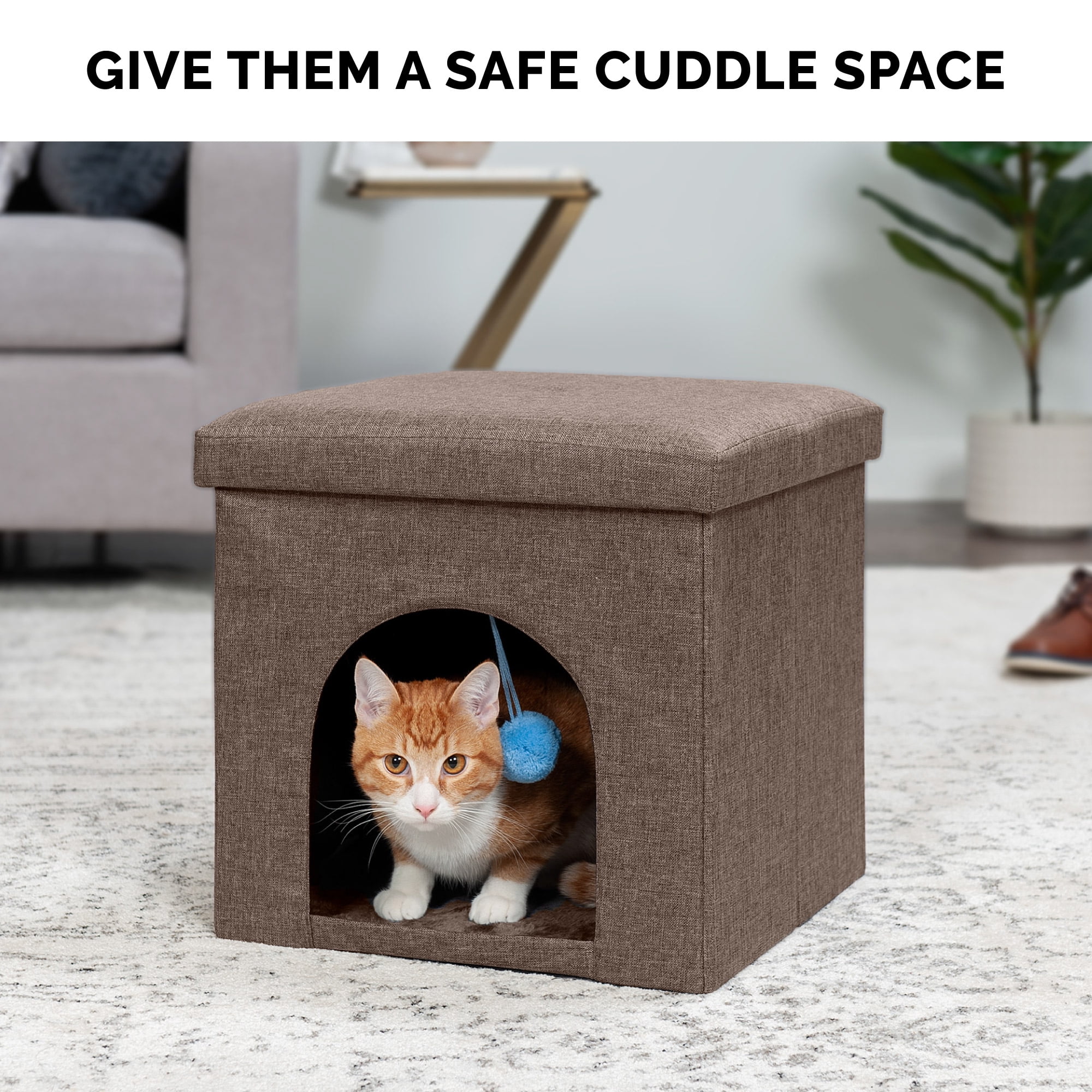 FurHaven Pet Products Small Pet House Footstool for Dogs & Cats - Coconut Brown