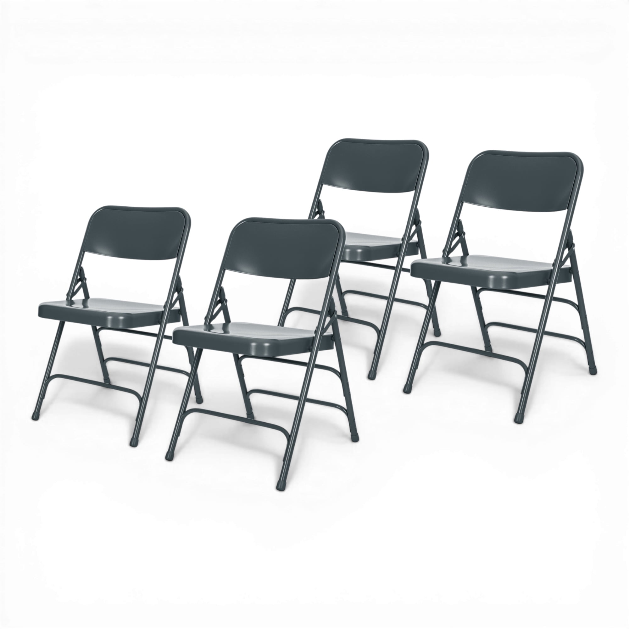 Hampden Furnishings Bernadine Collection All Metal Triple Brace Folding Chair, Blue, Pack of 4