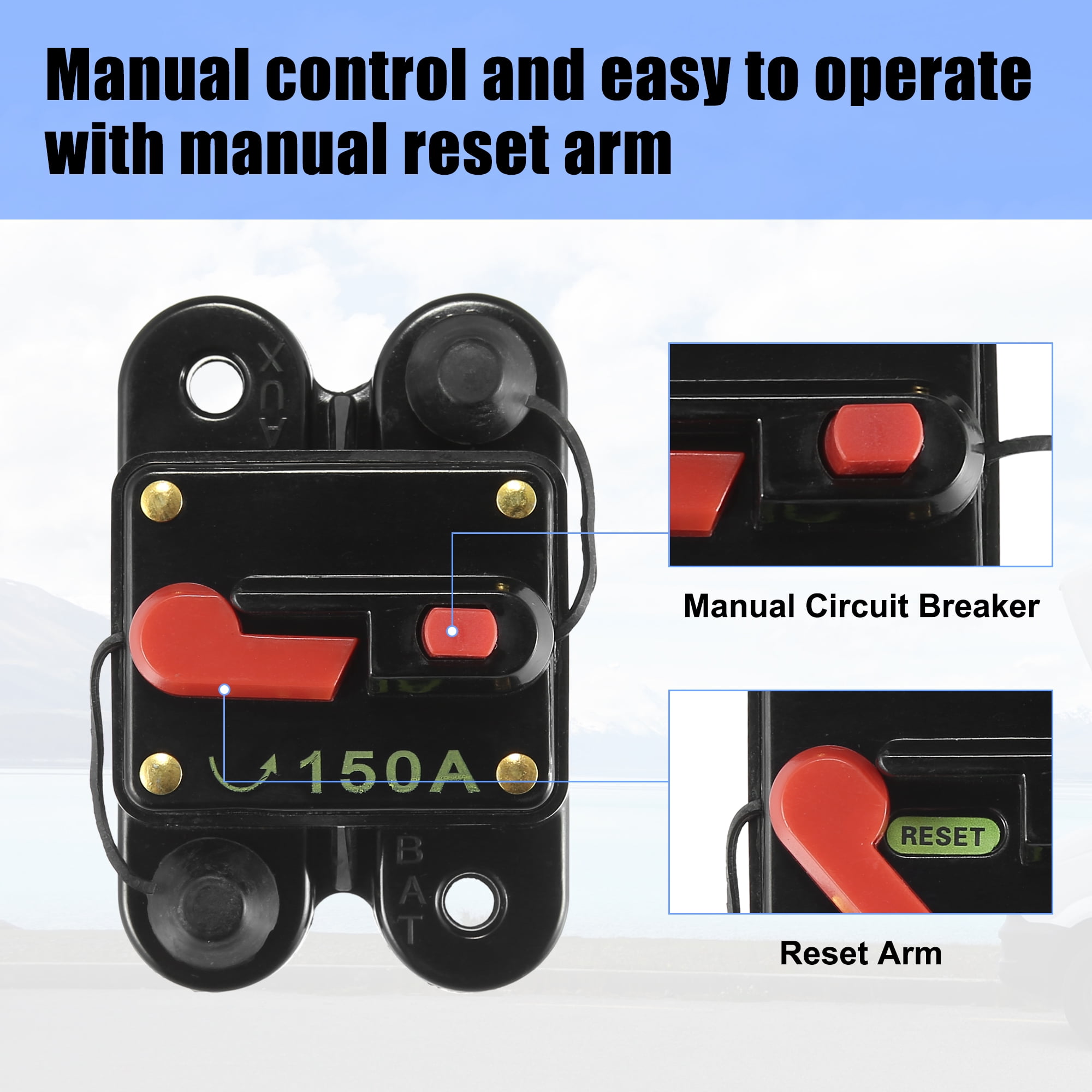 12V Car Fuse Holders Inline Circuit Breaker Reset Fuse Inverter 150A 150 AMP Protection for Car Audio Stereo