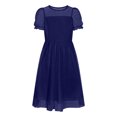 thumbnail image 2 of OGLCCG Tween Girls Dress Puff Short Sleeve Mesh A Line Swing Party Dresses Crewneck Flowy School Midi Dress for Teen 5-12 Years, 2 of 4