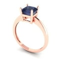 thumbnail image 2 of 1 ctw Solitaire Anniversary Ring for Women | Asscher Cut Simulated Blue Sapphire | Hyperallergenic Solid 14K Rose Gold, 2 of 5
