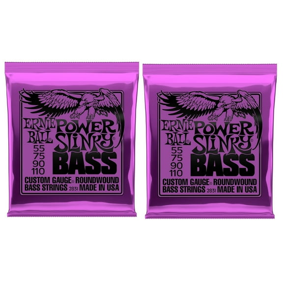 Ernie Ball Bass Guitar Strings Power Slinky Nickel Wound 55-110 2831 2 Pack