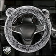 thumbnail image 3 of Auto Drive Gray Fluffy Pom-Pom Ears Steering Wheel Cover, 3 of 9