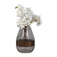 thumbnail image 3 of Sagebrook Home Glass Clear Frost Round Belly Vase With Wood Band, 3 of 8