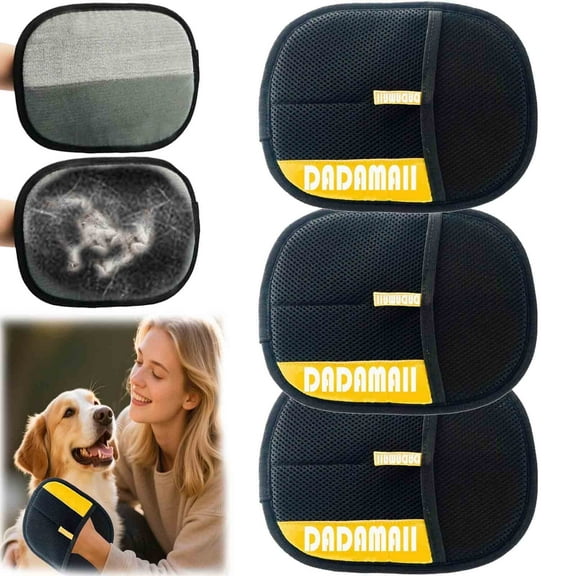 Yomi Pet Hair Remover Glove, Static Removal Gloves for Pet Hair, Reusable Double Sided Electrostatic Pet Hair Remover for Couch, Furniture, Carpet, Car Seat (3PCS)