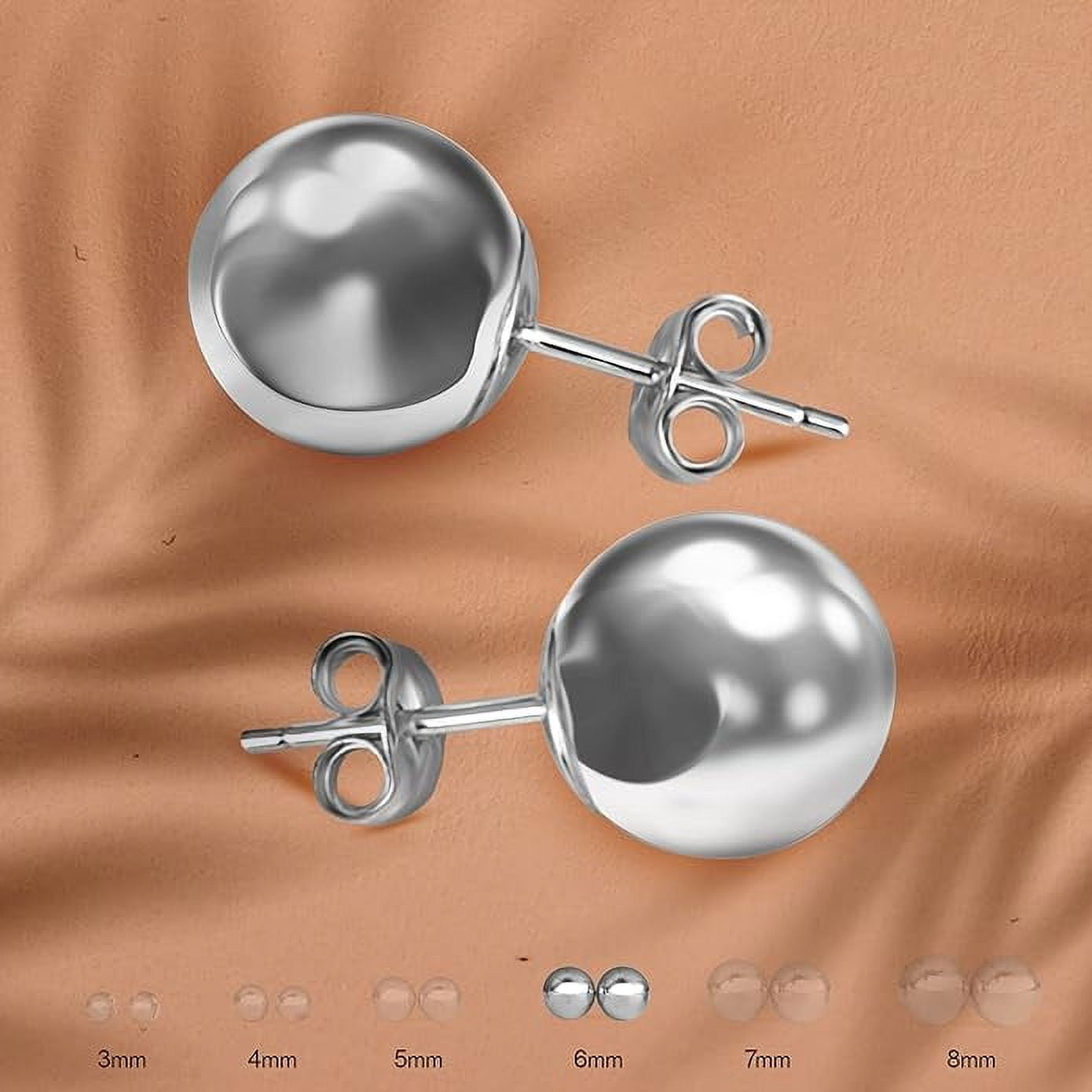 PORI JEWELERS Premium Ball Stud Earrings 14k, White Gold