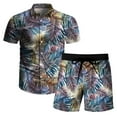 thumbnail image 3 of Axiiglly Hawaiian Shirt for Men Casual Button Short Sleeve Shirts Set Floral Printed Shorts Beach Tropical Matching Hawaiian Outfits, 3 of 8
