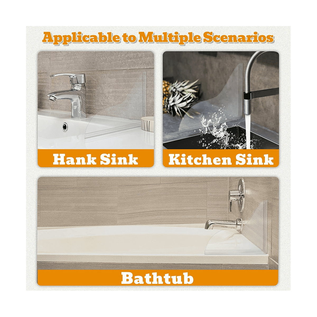 Pare-éclaboussures Pour Coin De Baignoire - Lot De 2 Protections Transparentes Auto-adhésives - 21x18.5 Cm En Acrylique, Maintient L'eau Dans La Douche