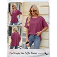 thumbnail image 7 of Hibeli Women Round Neck Short Sleeve Solid Color Loose T-shirt, 7 of 7