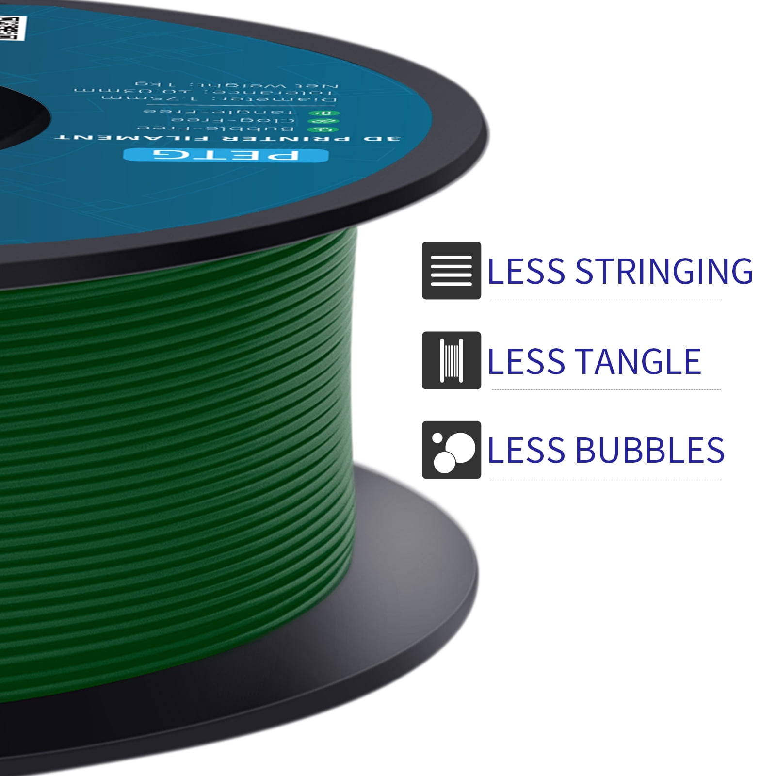 GEEETECH Green PETG Filament 1.75mm, Upgrade Stronger Toughness Printing Consumables, 10kg (22 lbs) Spool Fit Most FDM 3D Printer