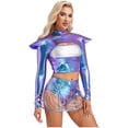 thumbnail image 3 of renvena Costume d'Astronaute Robot Cosplay Espace Halloween pour Femmes Crop Top Coloré m, 3 of 7