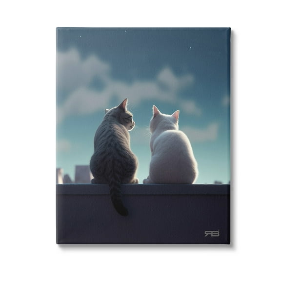 Stupell Industries Gazing Cat Pair Animals & Insects Painting Gallery Wrapped Canvas Art Print Wall Art, 16 x 20