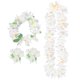 thumbnail image 5 of 4 piezas de tocado hawaiano grueso con flores artificiales, collar y pulsera, guirnalda hawaiana, decoración elegante para fiestas tropicales en la playa (blanco), 5 of 5