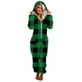 thumbnail image 5 of Tnhcen Women's Plaid Fleece Onesie Hooded Footed Pajamas for Women Winter One-Piece Pajamas Warm Sleepwear Loungewear with Pockets S-2XL Green, 5 of 7