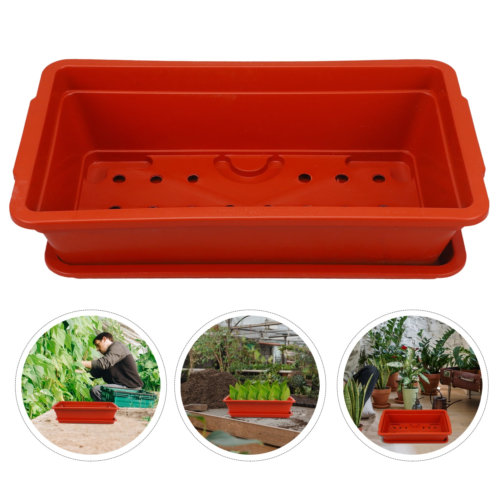 LEXSOMEO Window Box Planter Flower Box Vegetable Growing Pot Planter Rectangle Planter Box with Tray