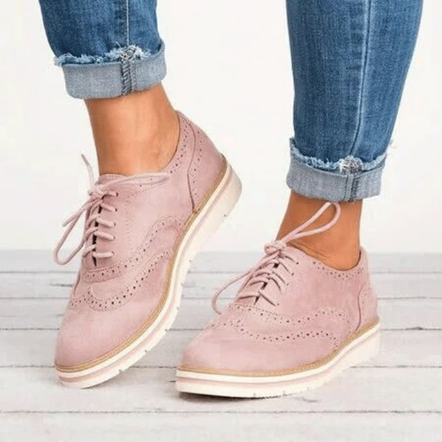 jsaierl Chaussures à Talon Plat pour Femmes, Vintage, Couleur Unie, Bout Rond