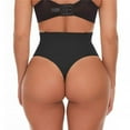 thumbnail image 5 of Women's Mid-Waist Seamless Tummy Control Thong Shapewear Panties Girdle Underwear plus Size S-3XL Black, 5 of 6