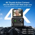thumbnail image 6 of Ourlife Mini Wearable Action Camera, 4K Video, 48MP Photos, 2.0" Flip Screen, WiFi App, Magnetic Mount, Charging Case, 64GB Card, Black, 6 of 11