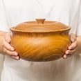 thumbnail image 2 of Ripple Teak Wood Bowl with Lid - Jumbo 2-Pack, 2 of 5
